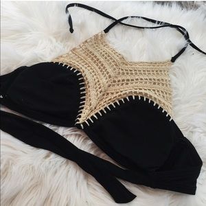 crochet high neck bikini top